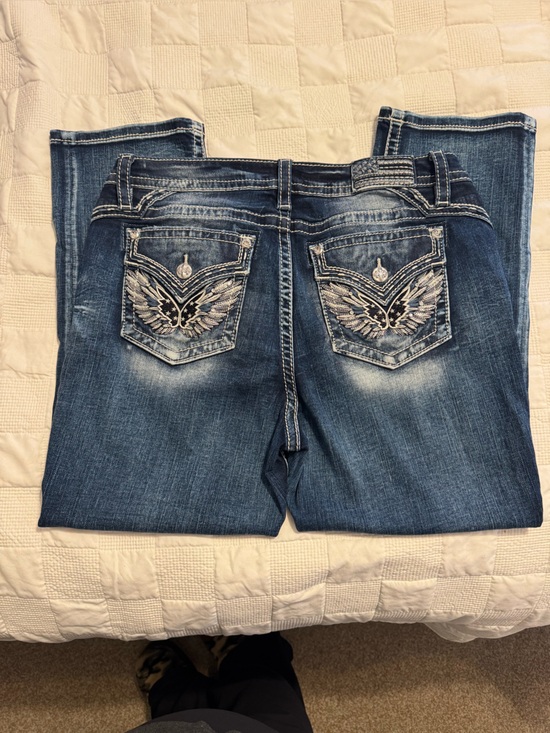 Miss Me Denim - Miss Me Dark Blue Wing Embroidered Bootcut Jeans